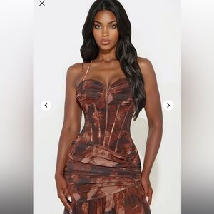 Elegant Brown Floral Dress